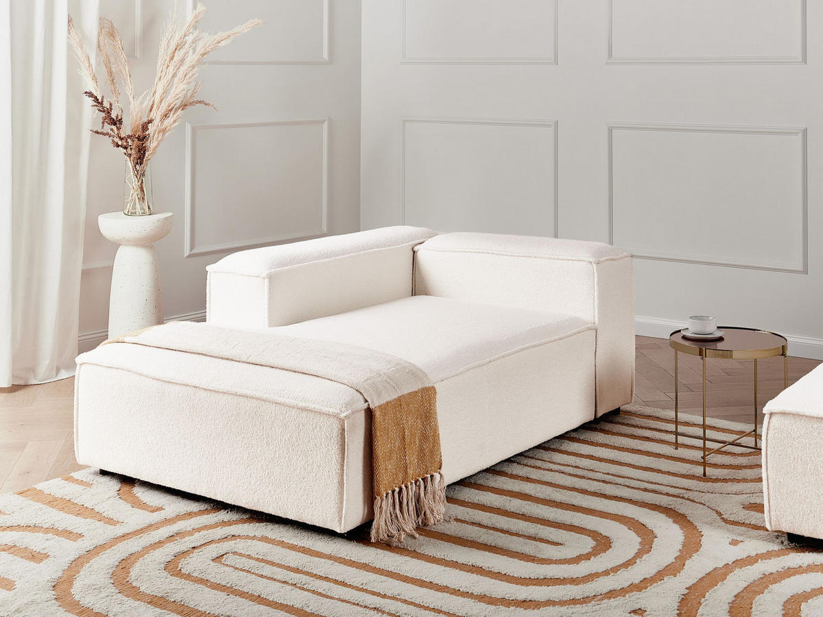 CHAISELONGUE-RECHTSSEITIGE Bouclé Cremeweiß Ardal - Creme, Textil (119/68/180cm) - Beliani