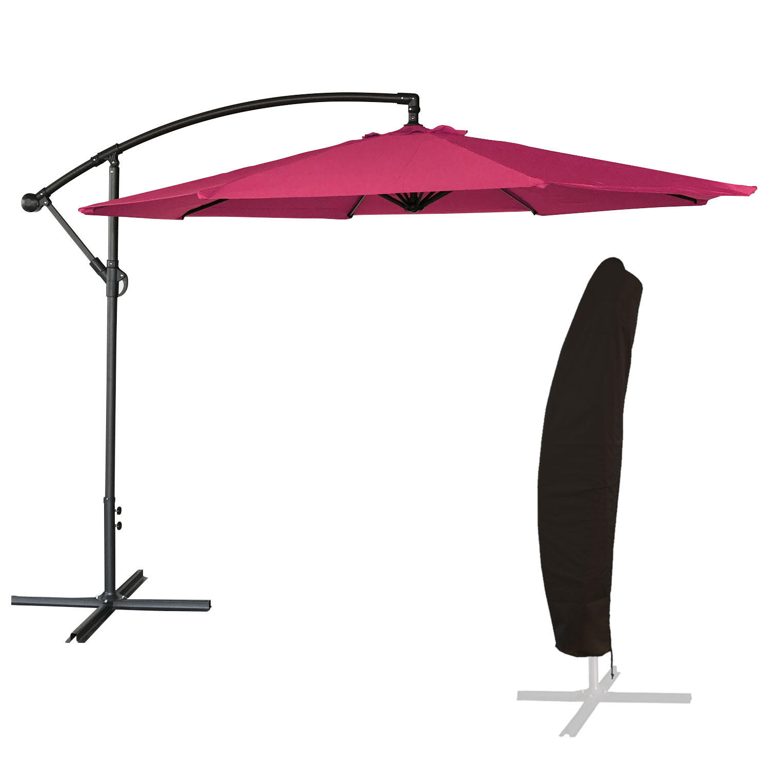 SONNENSCHIRM Oahu Fuchsia Ø 300 cm - Rosa, Textil (300/300cm) - Happy Garden