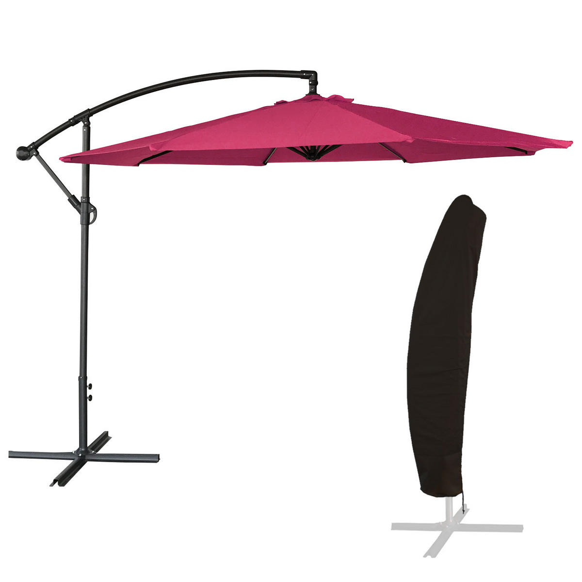 SONNENSCHIRM Oahu Fuchsia Ø 300 cm - Rosa, Textil (300/300cm) - Happy Garden
