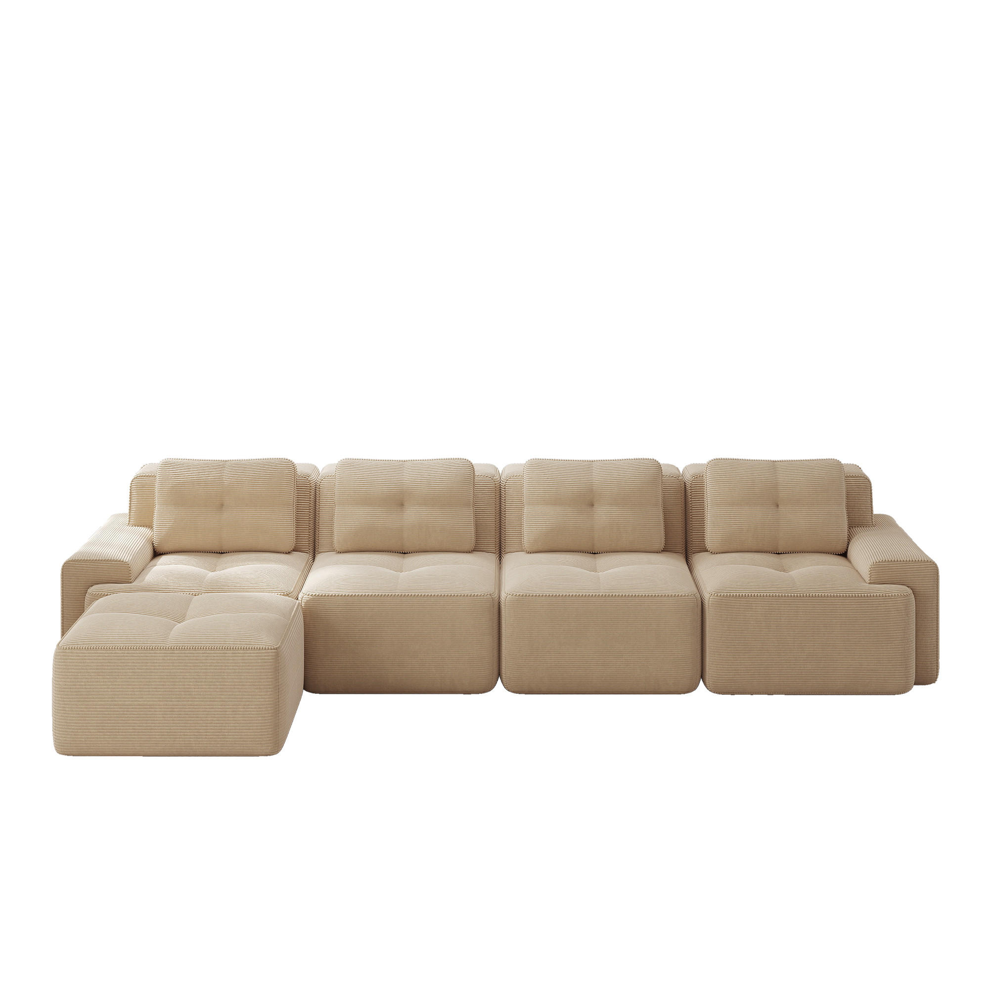 ECKSOFA 382/177/69 cm Beige Cord mit Ottoman - Beige, Textil (382/177cm) - Oxeza