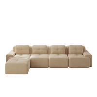 ECKSOFA 382/177/69 cm Beige Cord mit Ottoman - Beige, Textil (382/177cm) - Oxeza