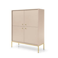 HIGHBOARD MONDO 104/125/39 cm mit 4 Türen Beige - Beige, Holzwerkstoff (104/125/39cm) - MASSENO