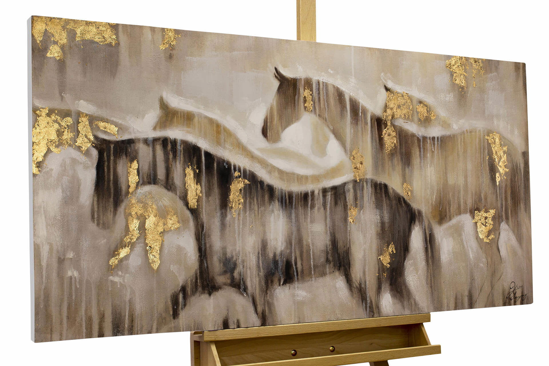 ACRYLBILD HANDGEMALT 120/60 cm - Beige/Braun, Holz/Textil (1.78/60cm) - KUNSTLOFT
