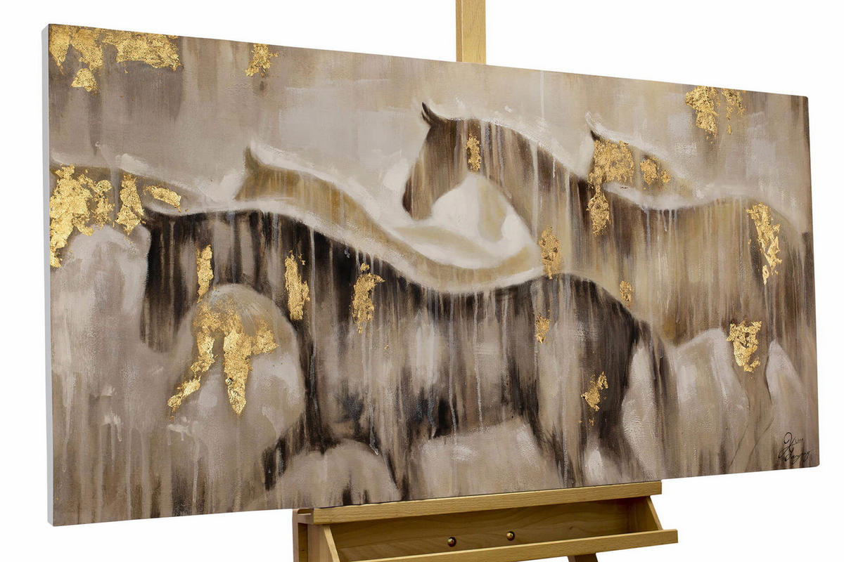 ACRYLBILD HANDGEMALT 120/60 cm - Beige/Braun, Holz/Textil (1.78/60cm) - KUNSTLOFT