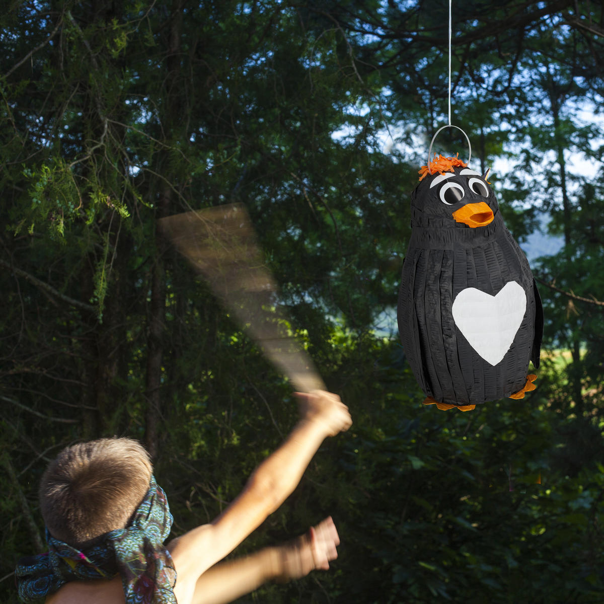 PINATA Pinguin - Schwarz, Papier/Wellpappe (21/42/21cm) - Relaxdays