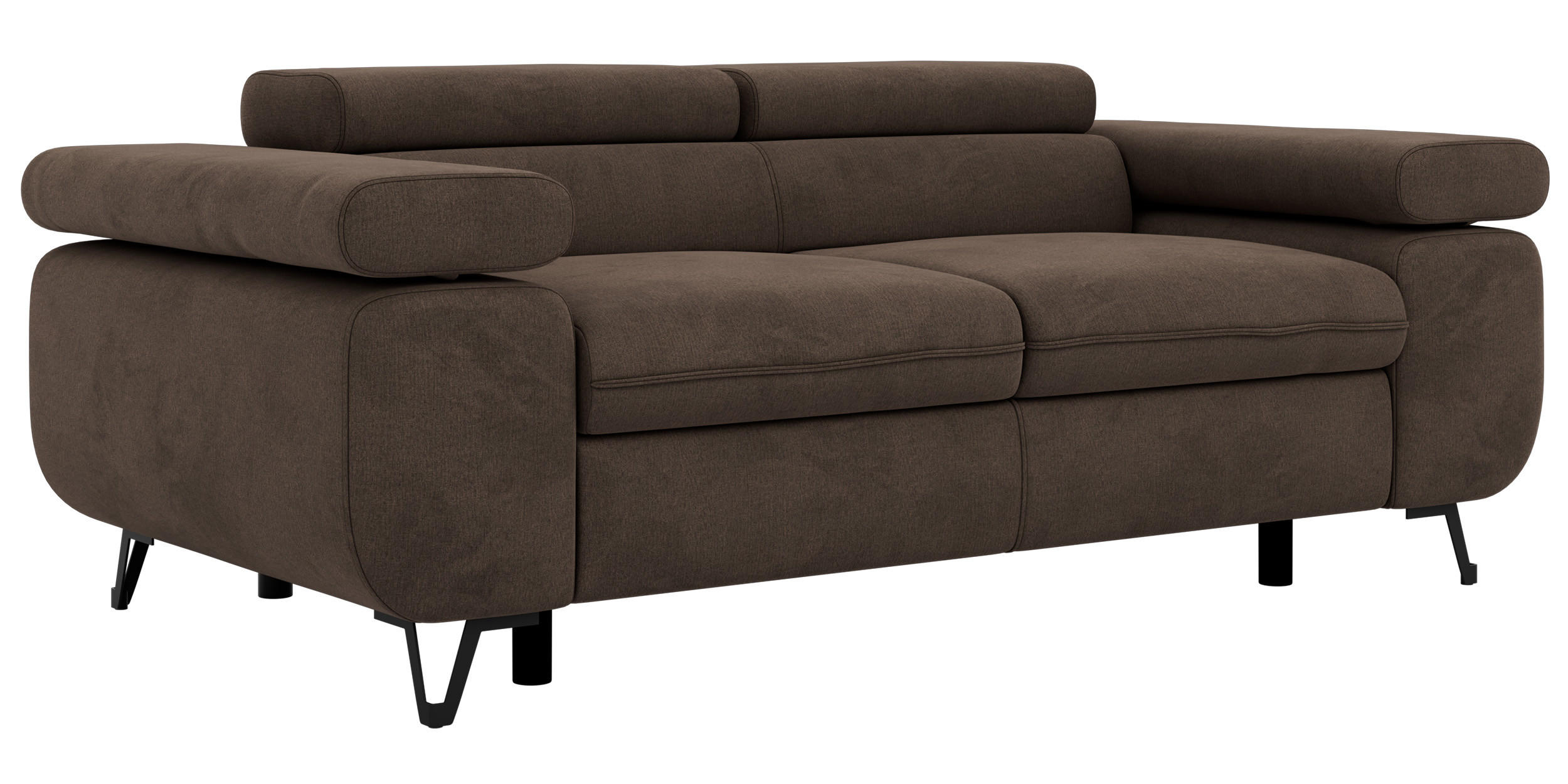2-SITZER SOFA PETER - Braun Velvet - Schwarz/Braun, Textil/Metall (200/76/99cm) - MKS