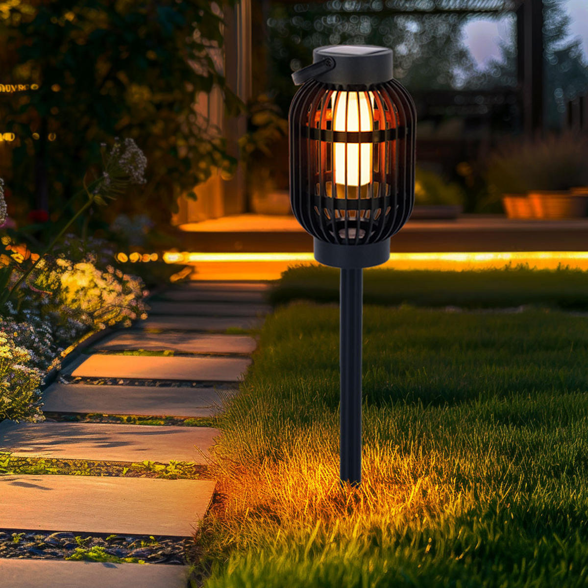 LED AUSSENLEUCHTE Solar Schwarz - Schwarz, Kunststoff (13/13/72.5cm)
