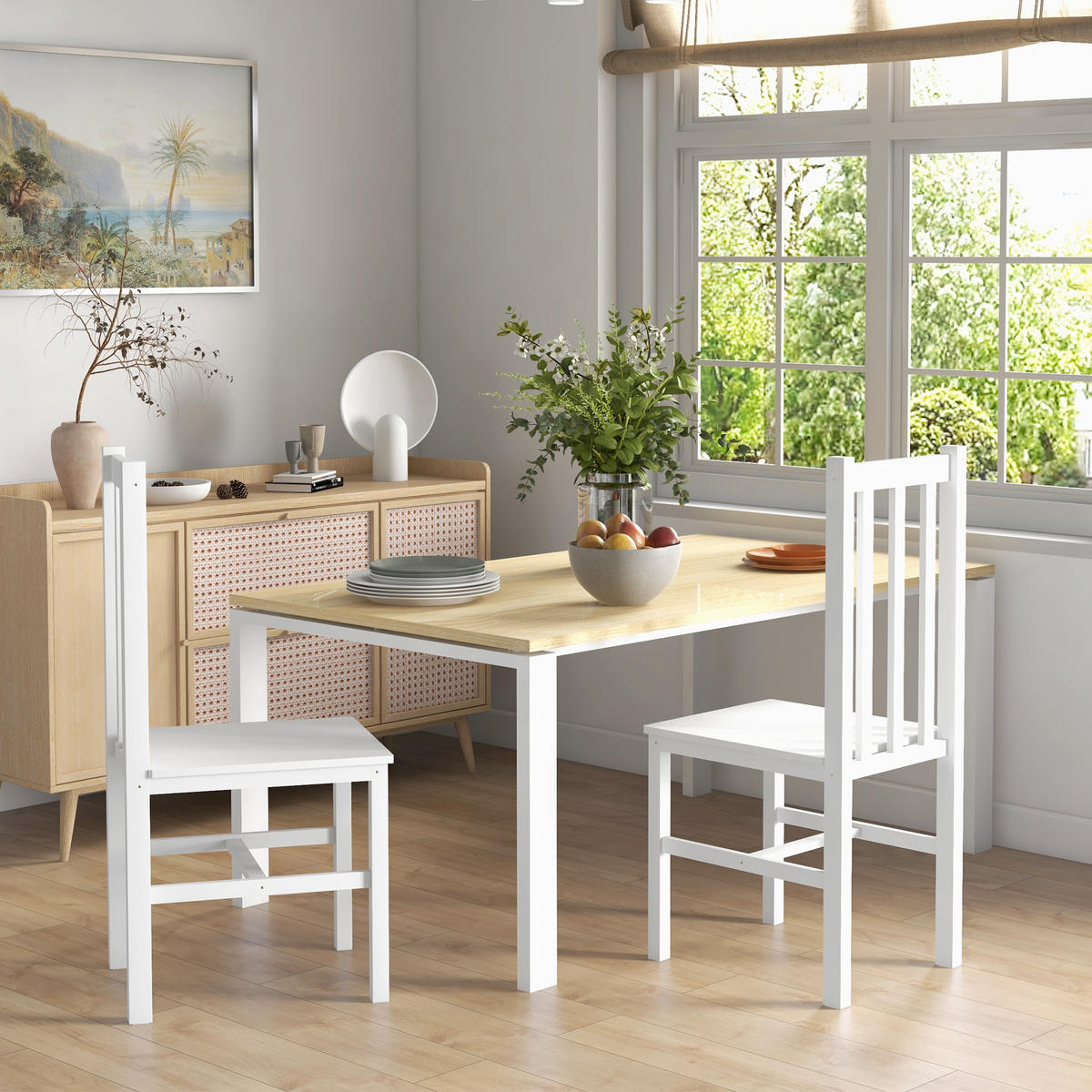 ESSZIMMERSTÜHLE 2er-Set Weiß 47.5/38.5/99.0 cm - Weiß, Holz (38.5/99/47.5cm)
