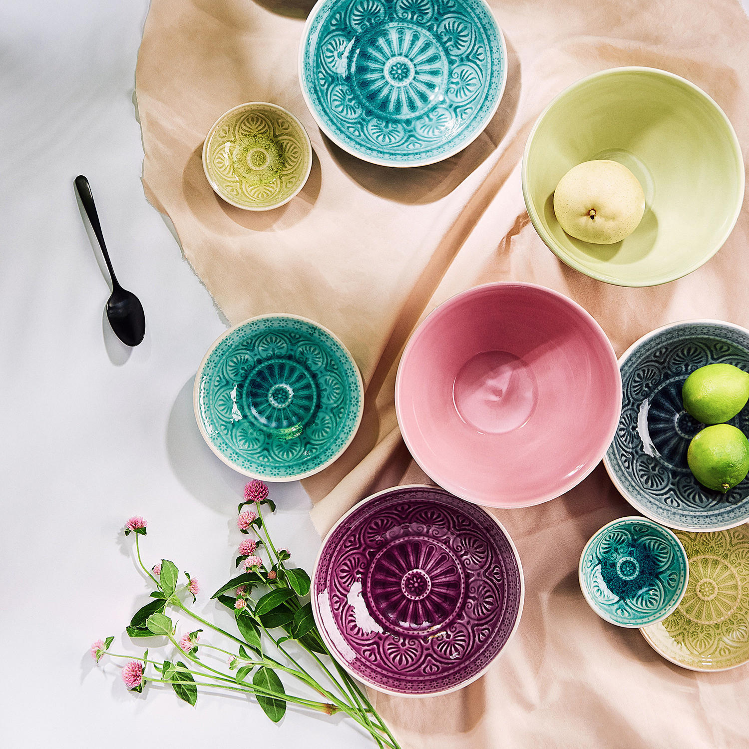 Thumbnail - Butlers Dipschalen, Türkis, Keramik, 14x4x14 cm, Essen & Trinken, Geschirr, Schalen & Schüsseln