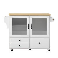 KÜCHENINSEL 100/42-70/91,5 cm aus MDF mit Rollen und klappbarer Arbeitsplatte Weiß/Natur - Weiß, Holzwerkstoff (100/91.5/70cm) - Modenvie