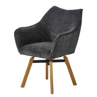 DREHBARER ARMLEHNENSTUHL - Schwarz - Chenille - Eiche - 63 x 88 x 62 cm - Eichefarben/Anthrazit, Holz/Textil (63/88/62cm) - home24