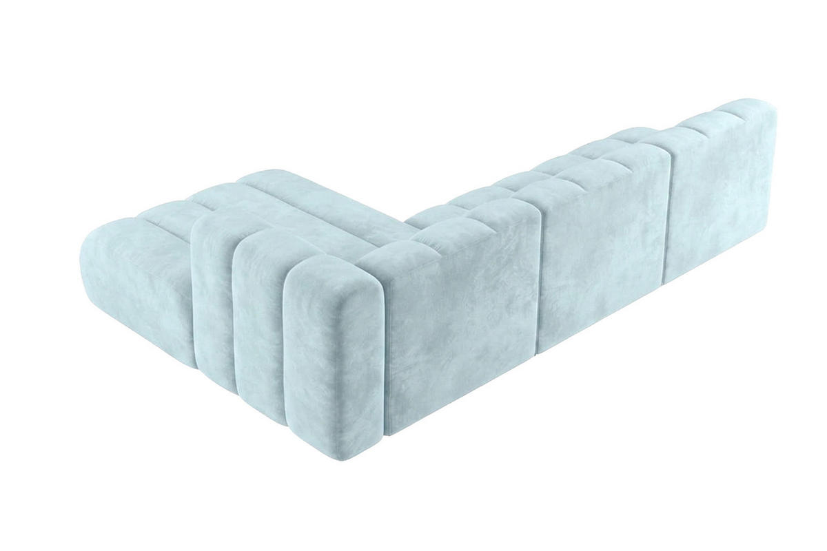 ECKSOFA Modulares In L-Form, Velvet-Stoff Riviera, Babyblau, Links, GRAND 295 cm - Hellblau, Holz (295/179cm) - Kaiser Möbel