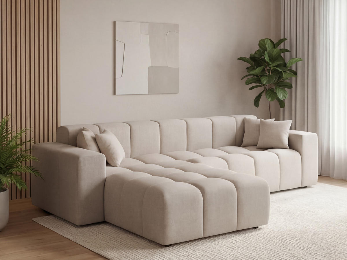 ECKSOFA Loopo Beige Links - Beige, Holz/Textil (265/180cm) - Graingold