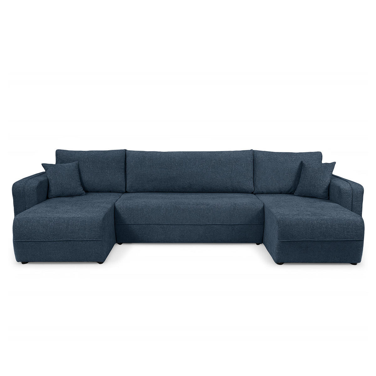 WOHNLANDSCHAFT - Blau/Schwarz, Kunststoff/Textil (312/82/145cm) - home24