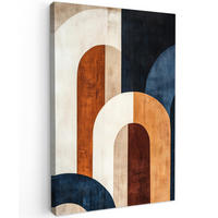 LEINWANDBILD Abstrakt - Formen - Dunkelblau 90x140 cm - Cognac, Textil (90/140cm) - MuchoWow