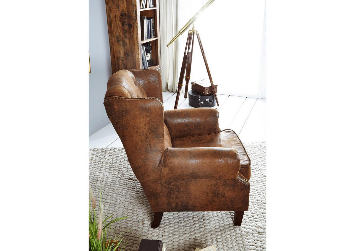 OHRENSESSEL 102x93x102 braun CHESTERFIELD - Braun, Kunststoff (102/102/93cm) - Massivmoebel24