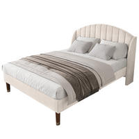 SAMT-POLSTERBETT 160/200 cm in Beige mit gepolstertem Kopfteil & Lattenrost - Beige, Textil (160/200cm) - BEAOK