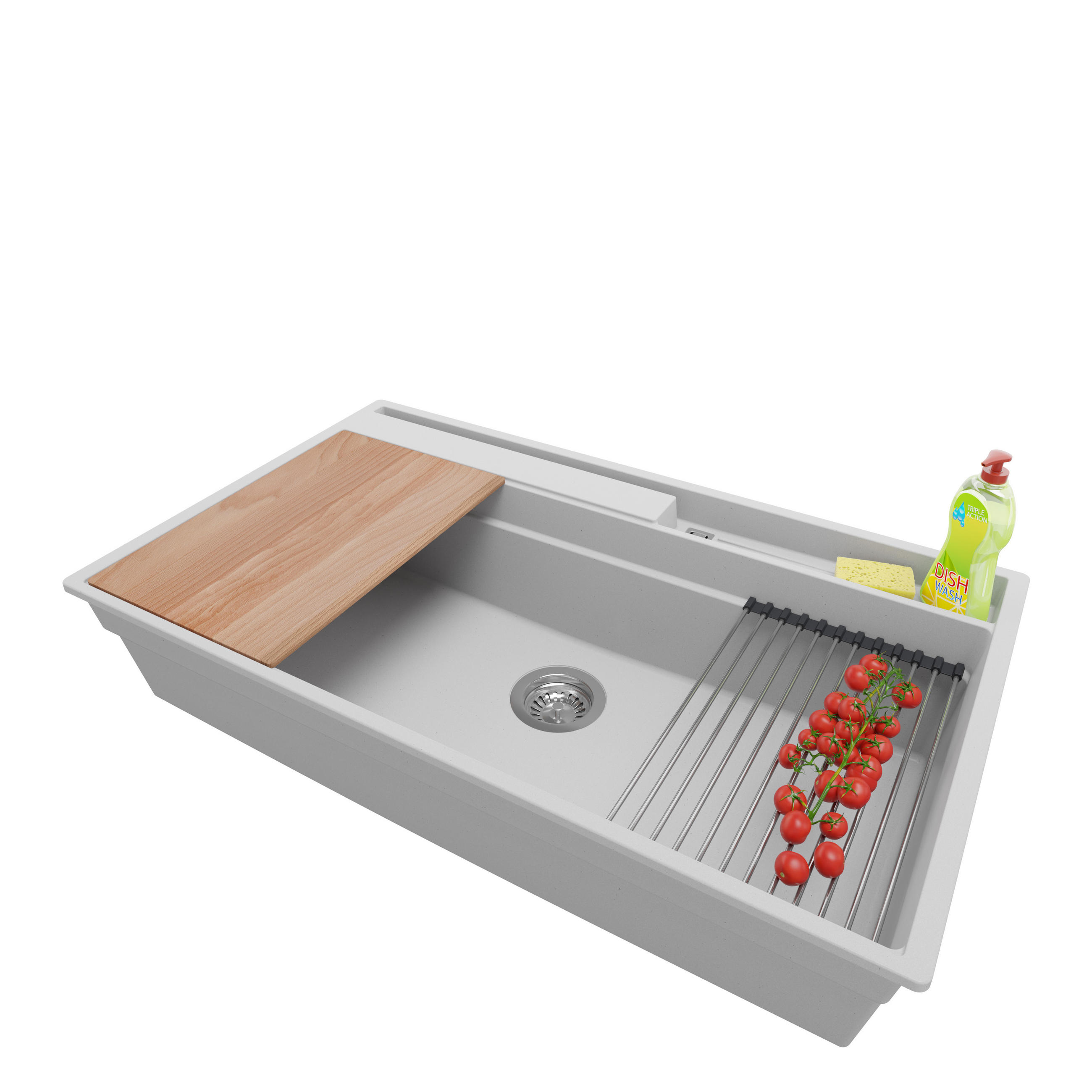 SPÜLBECKEN Oslo, 2-er set Beige 88/53 cm, 1 Becken + Ablauf-Set ab 90er Unterschrank - Chromfarben/Beige, Kunststoff (88/20/53cm) - Primagran