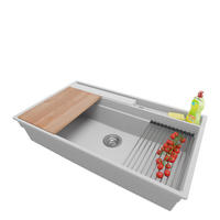 SPÜLBECKEN Oslo, 2-er set Beige 88/53 cm, 1 Becken + Ablauf-Set ab 90er Unterschrank - Chromfarben/Beige, Kunststoff (88/20/53cm) - Primagran