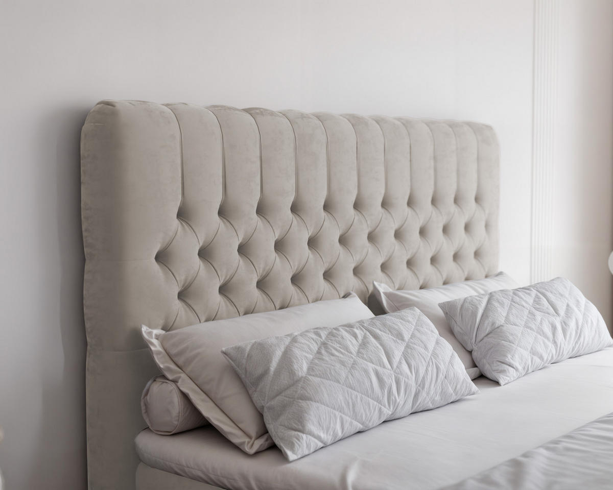 BOXBETT 200x200 cm mit Topper - Beige, Holzwerkstoff/Textil (200/200cm) - Idohome