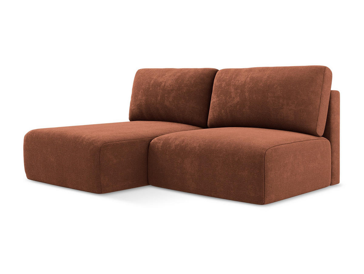 ECKSOFA mit Schlaffunktion links Chenille Stoff Orange - Terra cotta/Schwarz, Kunststoff/Textil (149/210cm) - Makamii