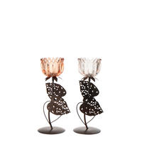 WINDLICHT BLUME (2ER SET) - Orange, Glas (10.5/28cm) - J-Line