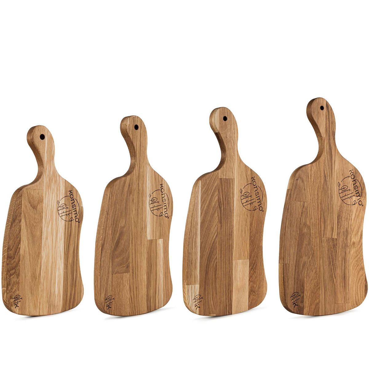 SCHNEIDEBRETT Set mit Halter Hemero 4tlg - Eichefarben, Holz (49/8cm) - KONSIMO®