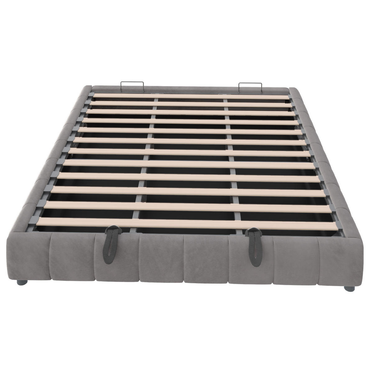 BETT ohne Kopfteil mit Stauraum und LED 180x200 cm Grau - Grau, Metall (180/200cm) - Meubliv