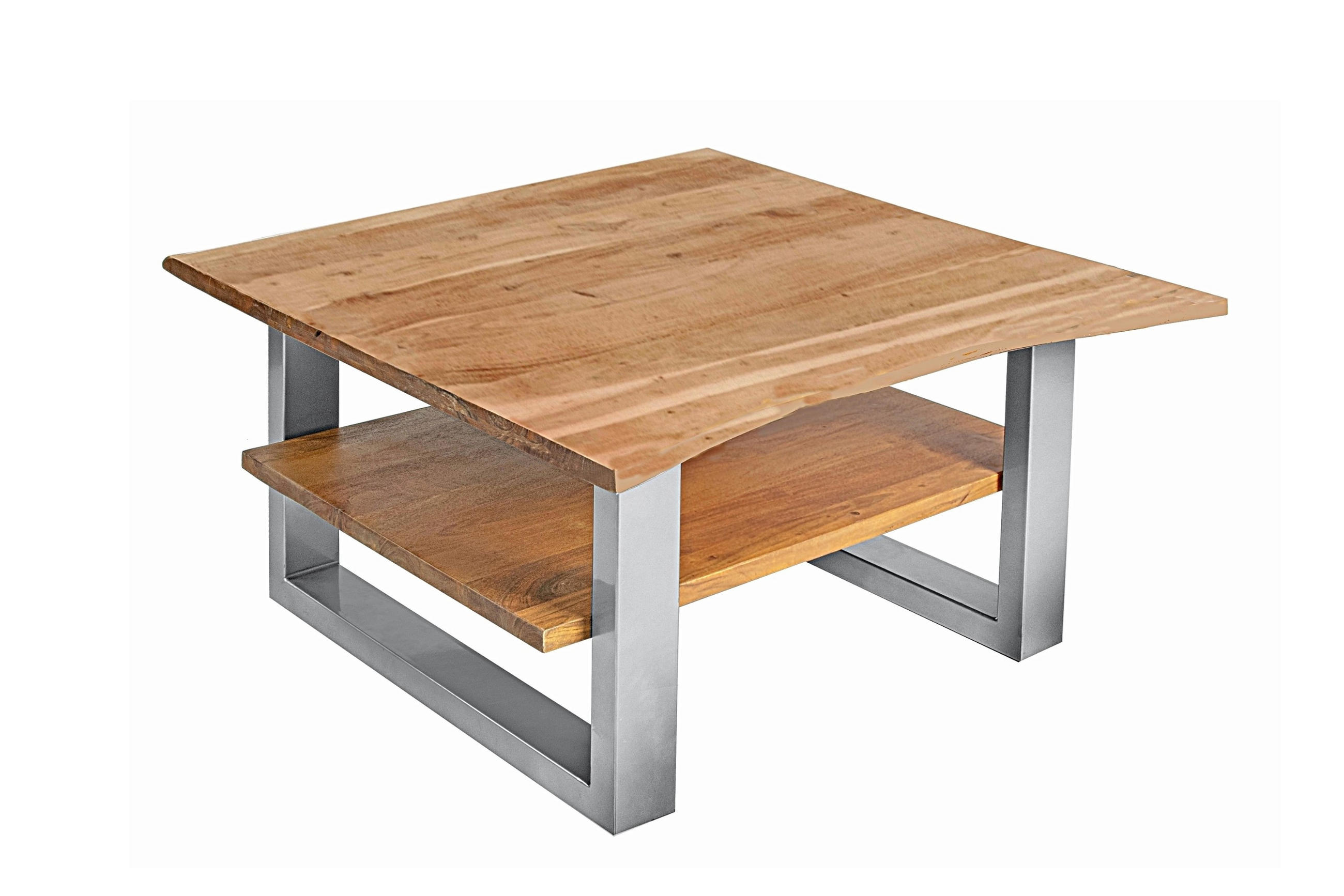 COUCHTISCH PATRICK - Beige/Silberfarben, Holz/Metall (90/90/46cm) - SAM