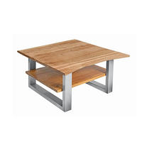 COUCHTISCH PATRICK - Beige/Silberfarben, Holz/Metall (90/90/46cm) - SAM