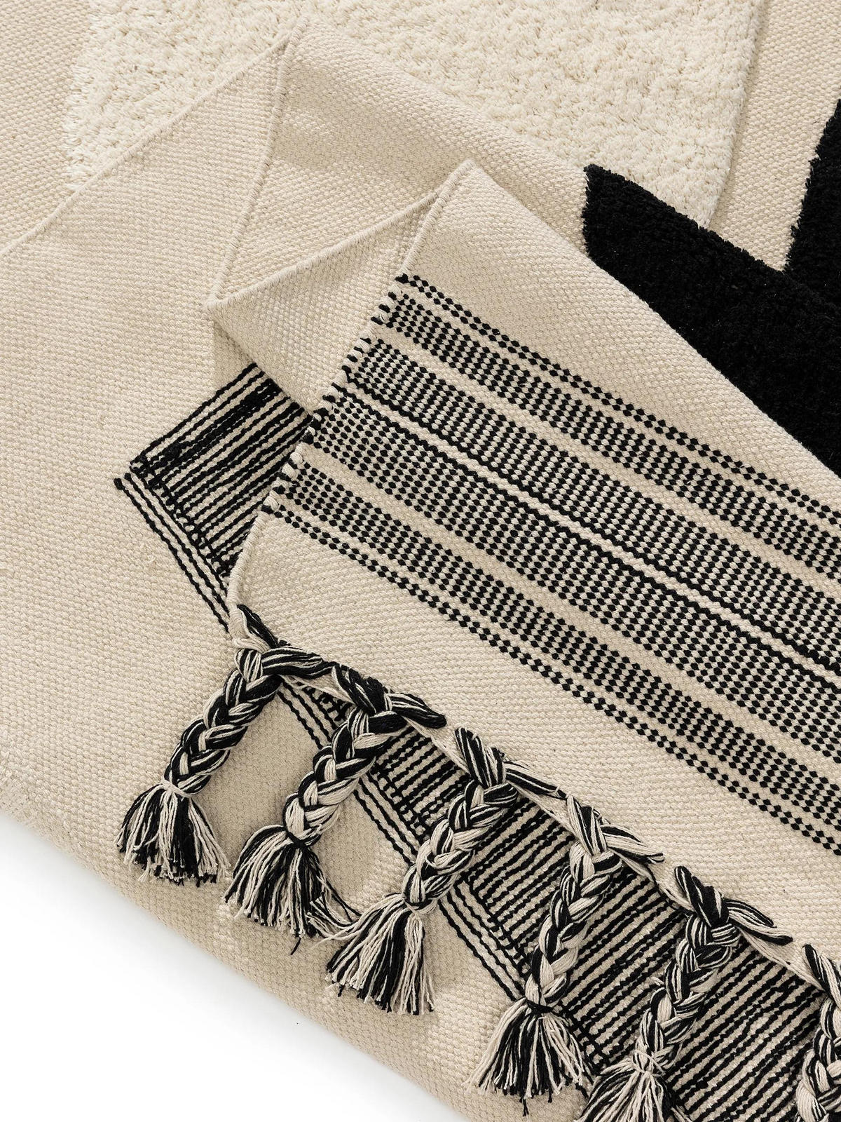 BAUMWOLLTEPPICH Gibson Schwarz/Weiß 200x300 cm - Schwarz, Textil (200/300cm) - benuta Pop