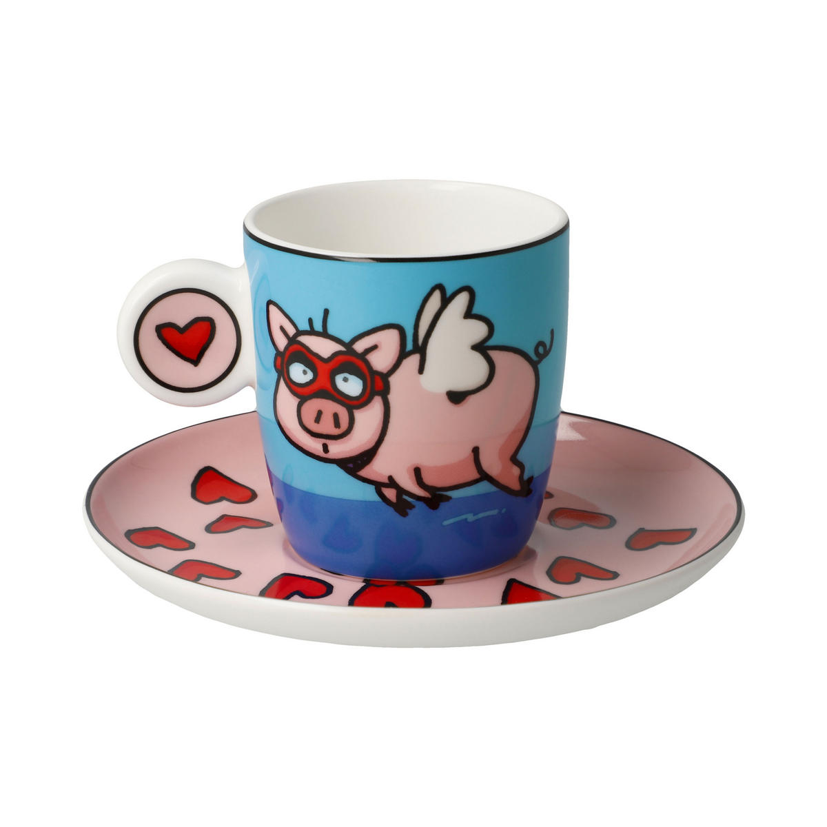 ESPRESSOTASSE Ed Eck- When Pigs Fly, Fine Bone China, Bunt, 100 ml - Multicolor, Keramik (0.1L) - Goebel