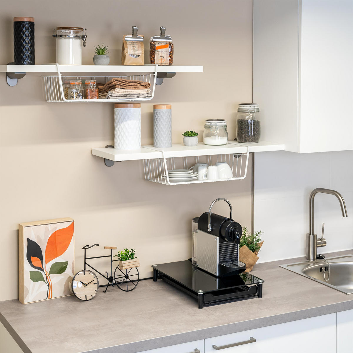 SCHRANKKÖRBE 2er-Set, weiß - Weiß, Metall (41/14/26cm) - eluno