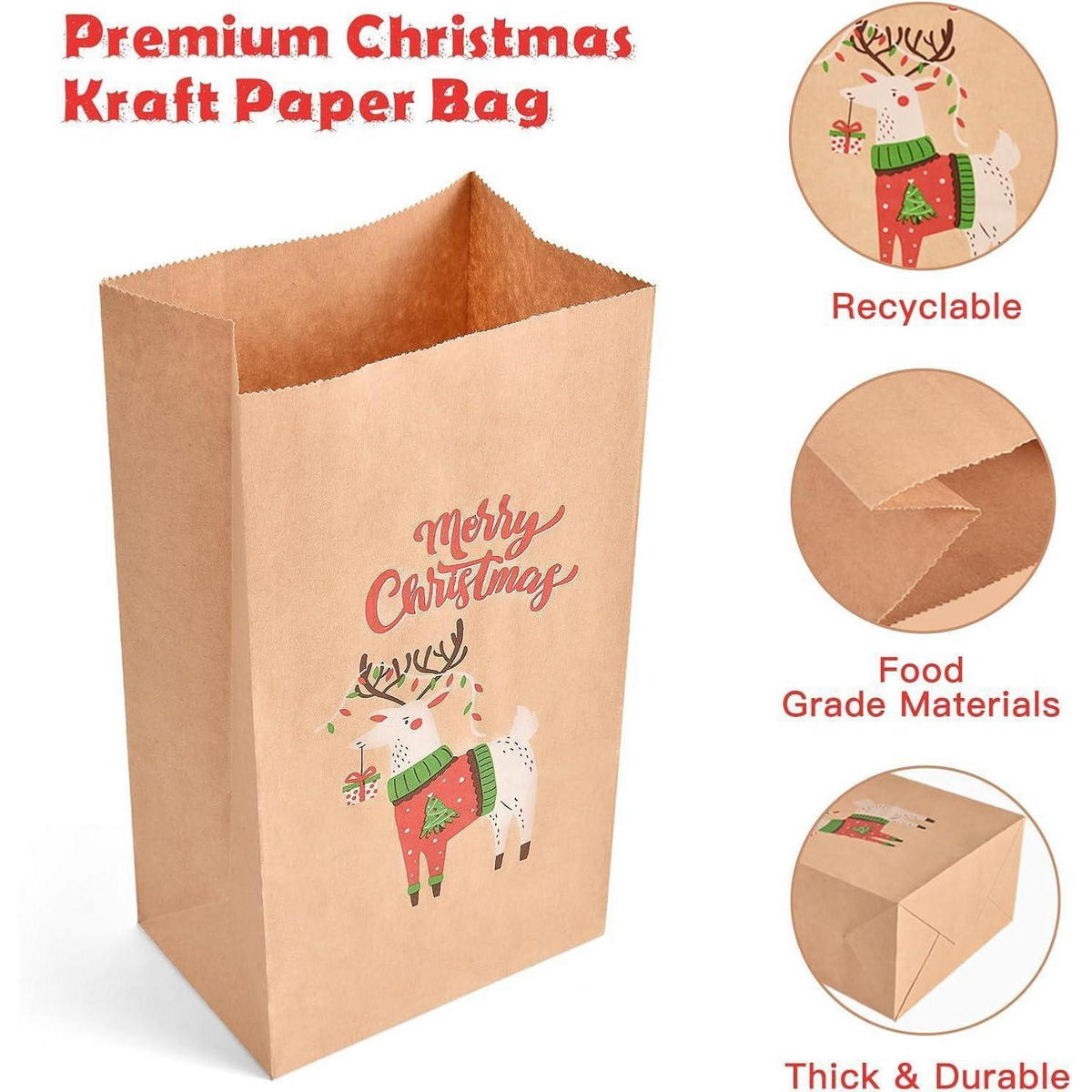GESCHENKTÜTEN Weihnachten 24 Stück Set Kraftpapier Braun - Braun, Papier (8/24/13cm)