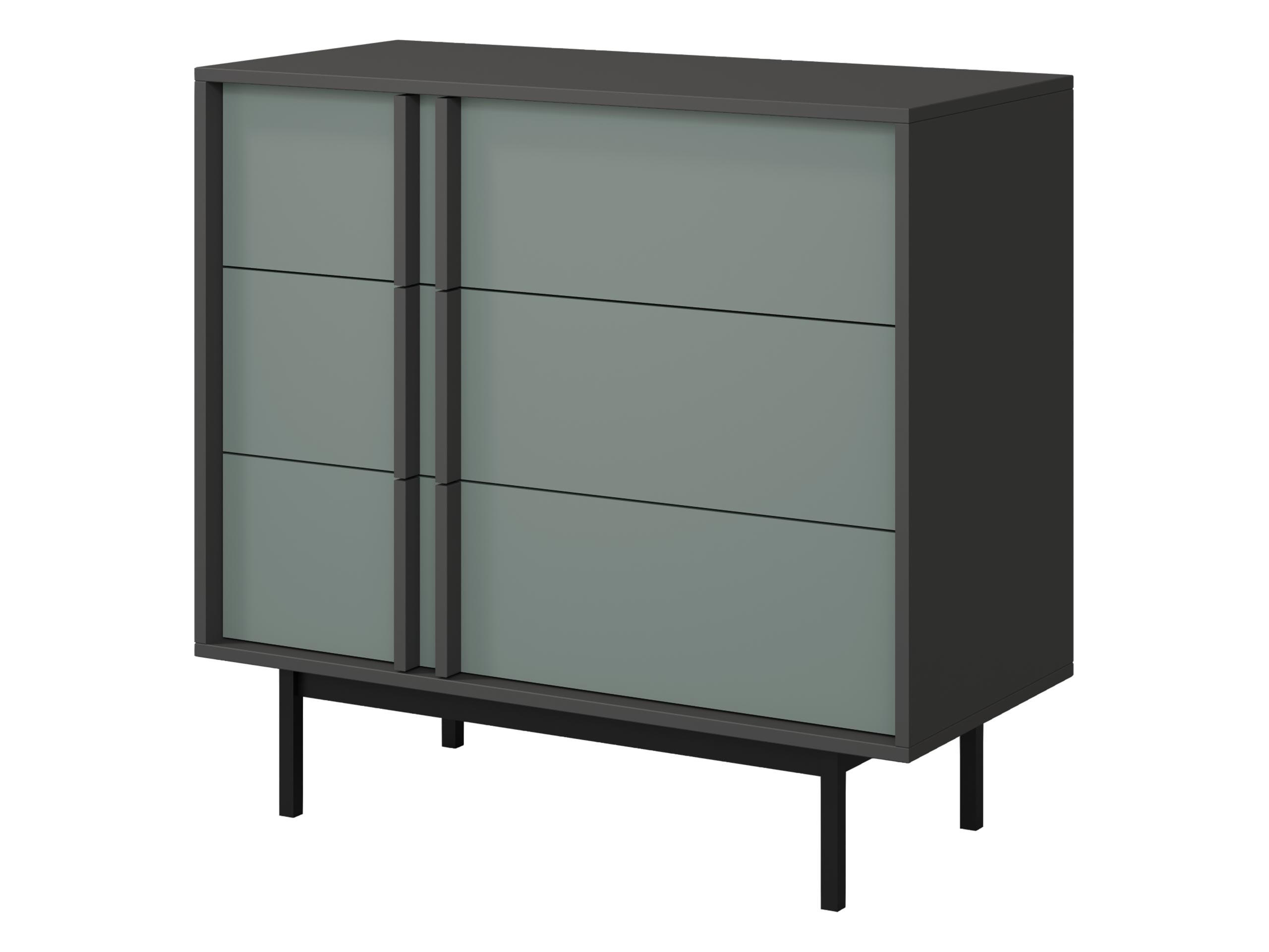 KOMMODE Alsy 3S AL08 - Anthrazit/Grün, Holzwerkstoff/Kunststoff (93/87/43cm) - MIRJAN24