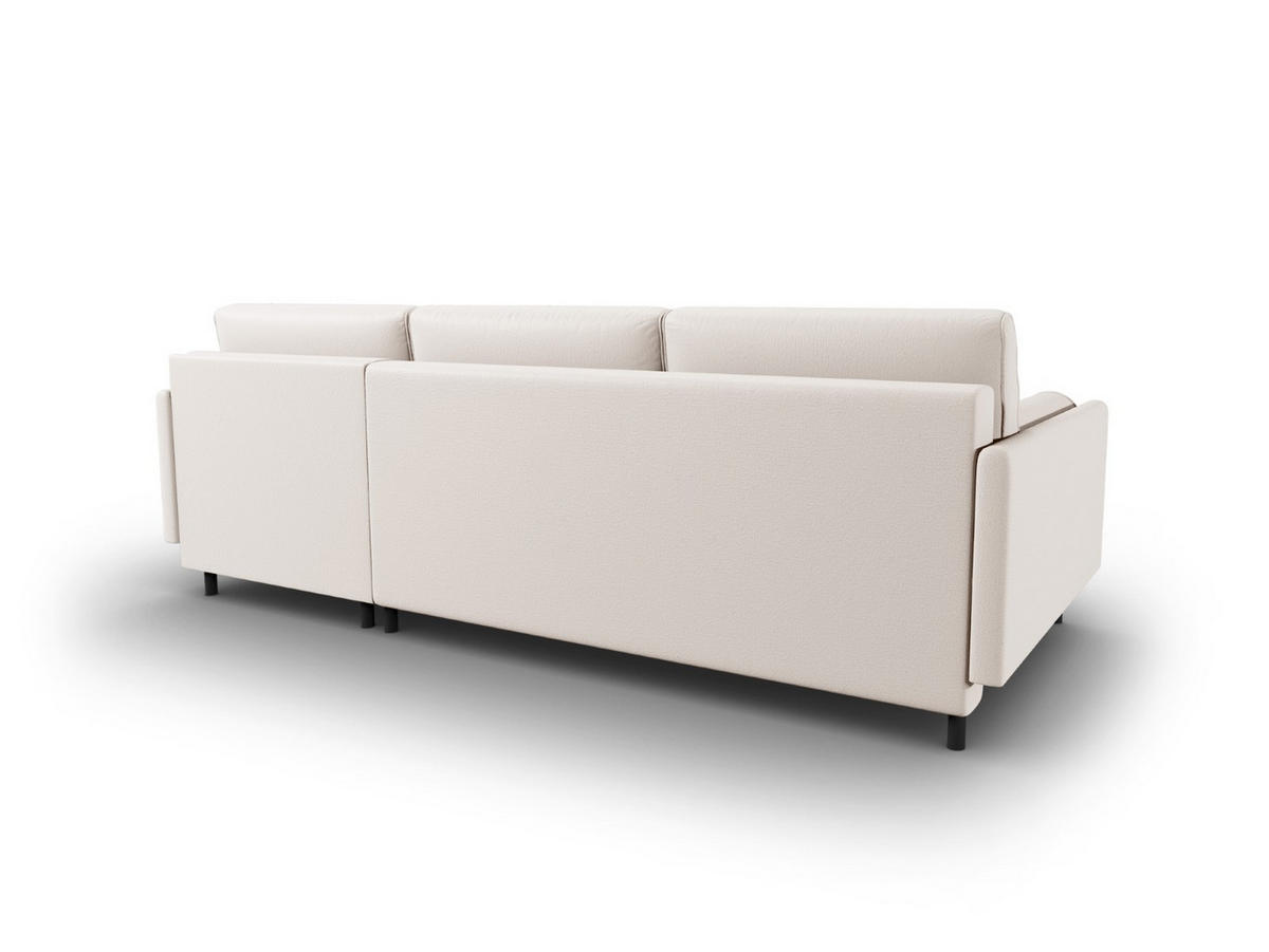 AUSKLAPPBARES-ECKSOFA rechts mit Container Scott aus strukturiertem Stoff leichtes beige 5 Sitzplätze - Beige, Textil (142/212cm) - Micadoni
