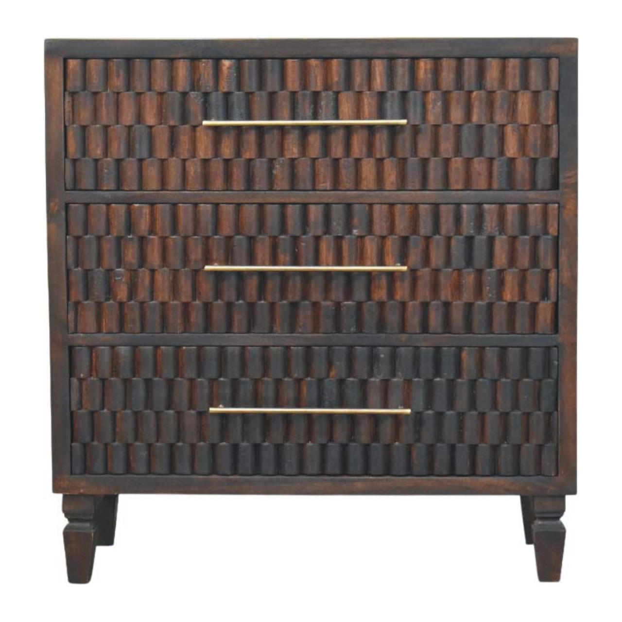 Artisan Furniture ÚLOŽNÝ NÁBYTEK S povrchem v barvě zlatého teaku, 2 zásuvky, 1 otevřená police, světle hnědý