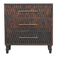 KOMMODE Rich-Velvet-Mocha-Finish, 3 Schubladen, Dunkelbraun - Dunkelbraun, Holz/Metall (35/87/83cm) - Artisan Furniture