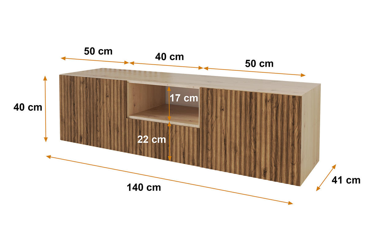 LOWBOARD NOA-2-W 140x40x41 cm - Artisan / Katania - Eiche Wotan, Holzwerkstoff (140/40/41cm) - ALTDECOR