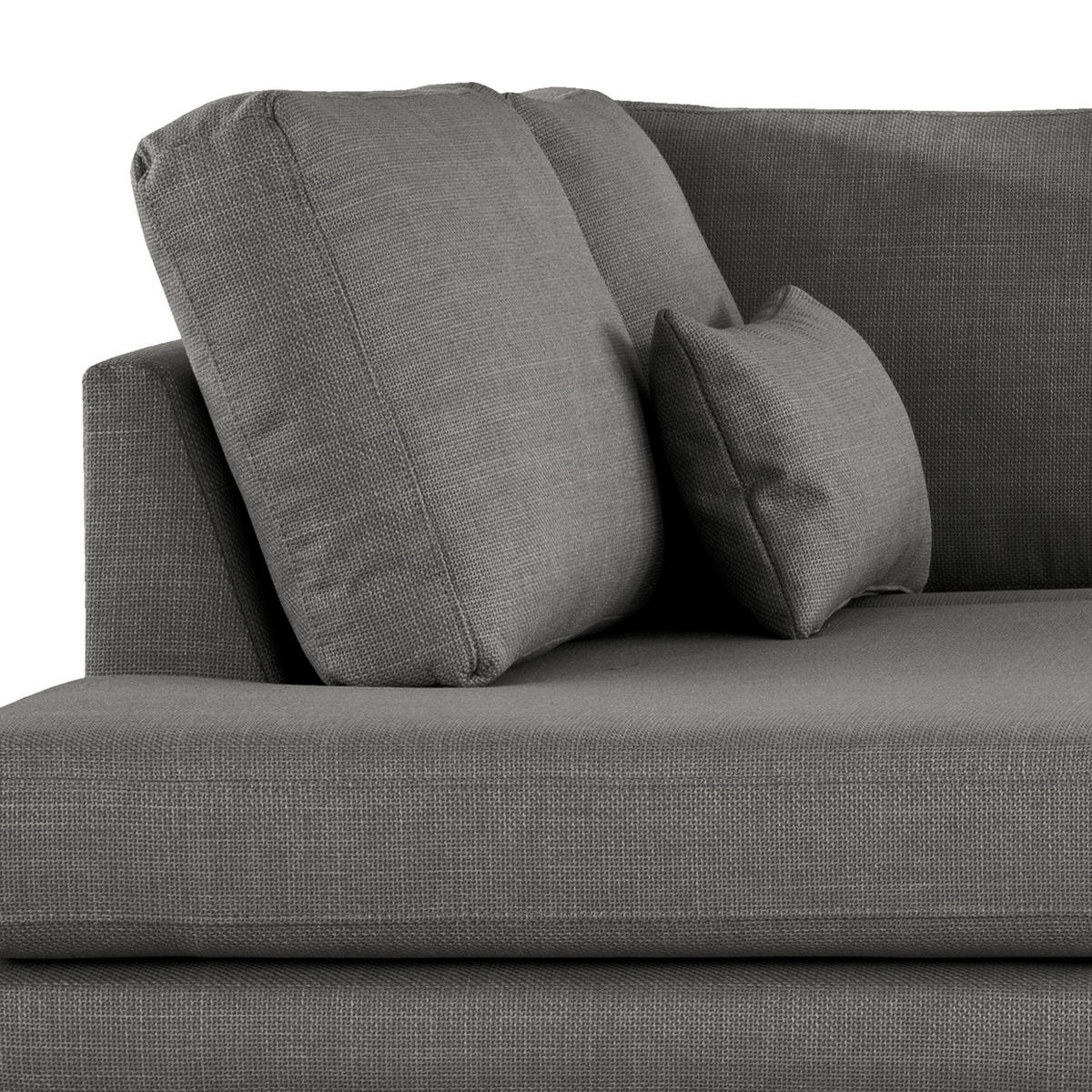 ECKSOFA mit Ottomane - Eichefarben/Dunkelgrau, Eichenholz/Textil (287/219cm) - home24