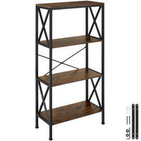 REGAL Barry,inklusive Kippschutz, 61,5 x 31,5 x 133,5 cm,Industrial Holz dunkel, rustikal - Rostfarben, Holzwerkstoff (31.5/133.5/61.5cm) - tectake