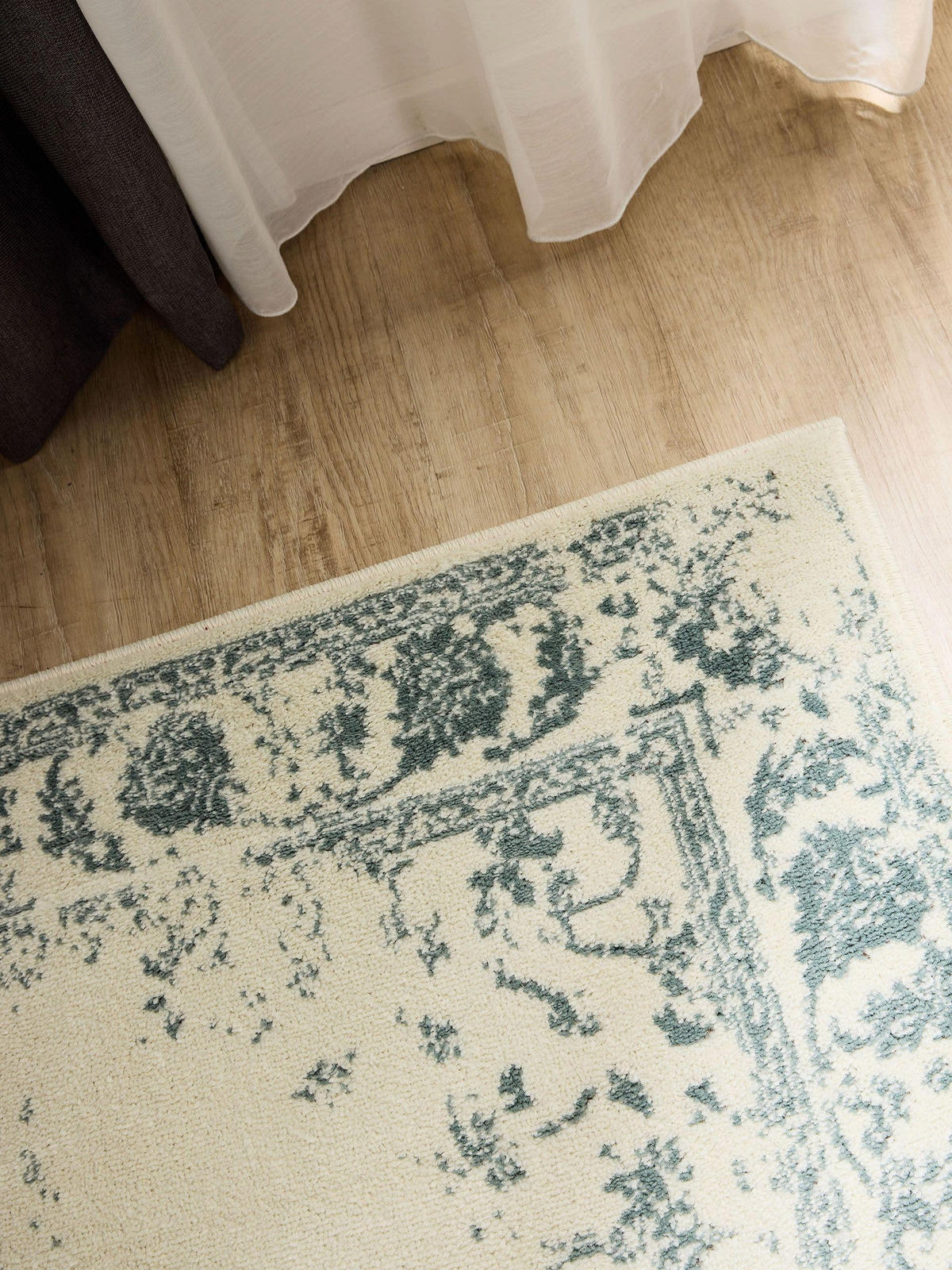 VINTAGE-LÄUFER Suki 80/240 cm - Creme/Mintgrün, Kunststoff (80/240cm) - benuta