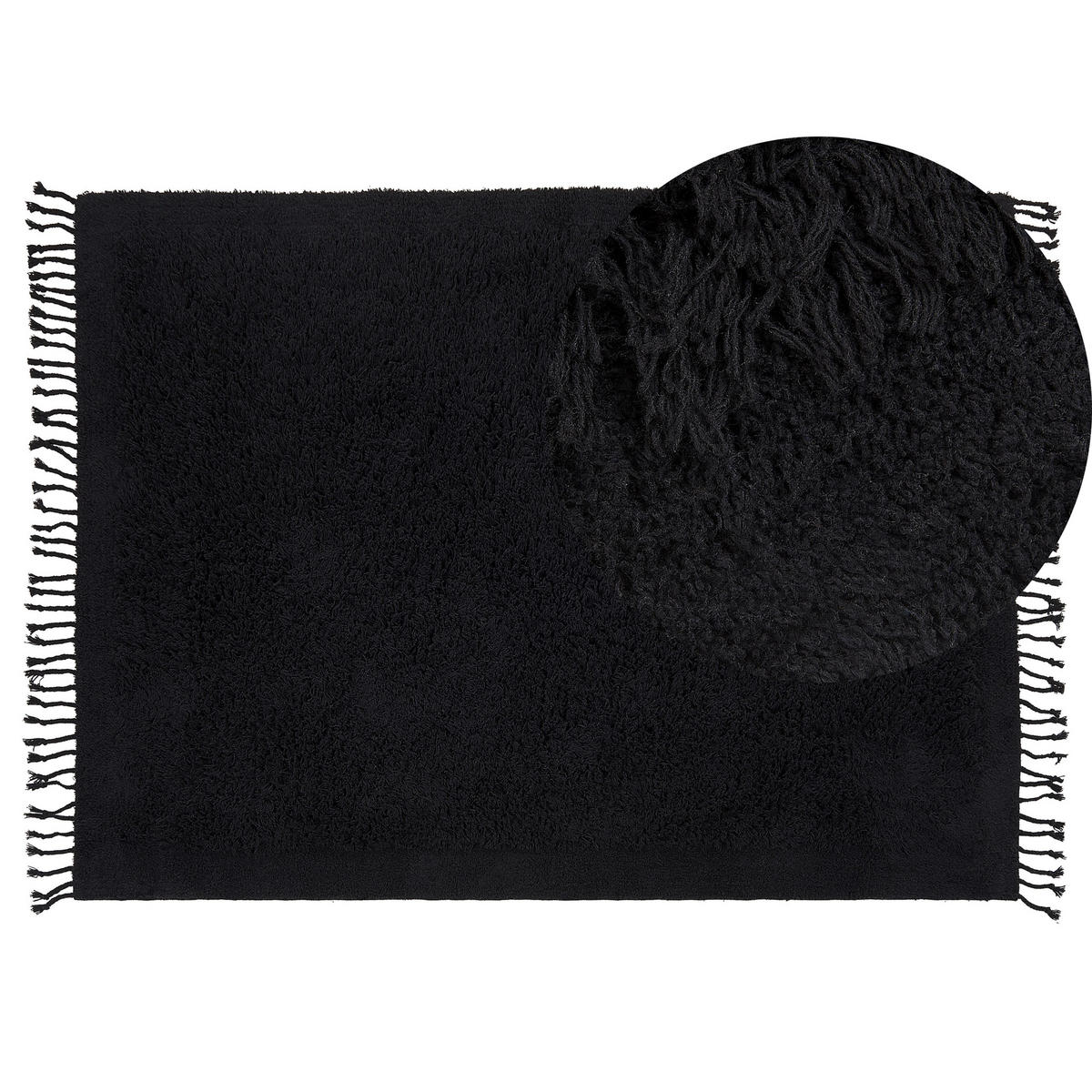 SHAGGY-TEPPICH Bitlis 200/140 cm - Schwarz, Textil (140/200cm) - Beliani