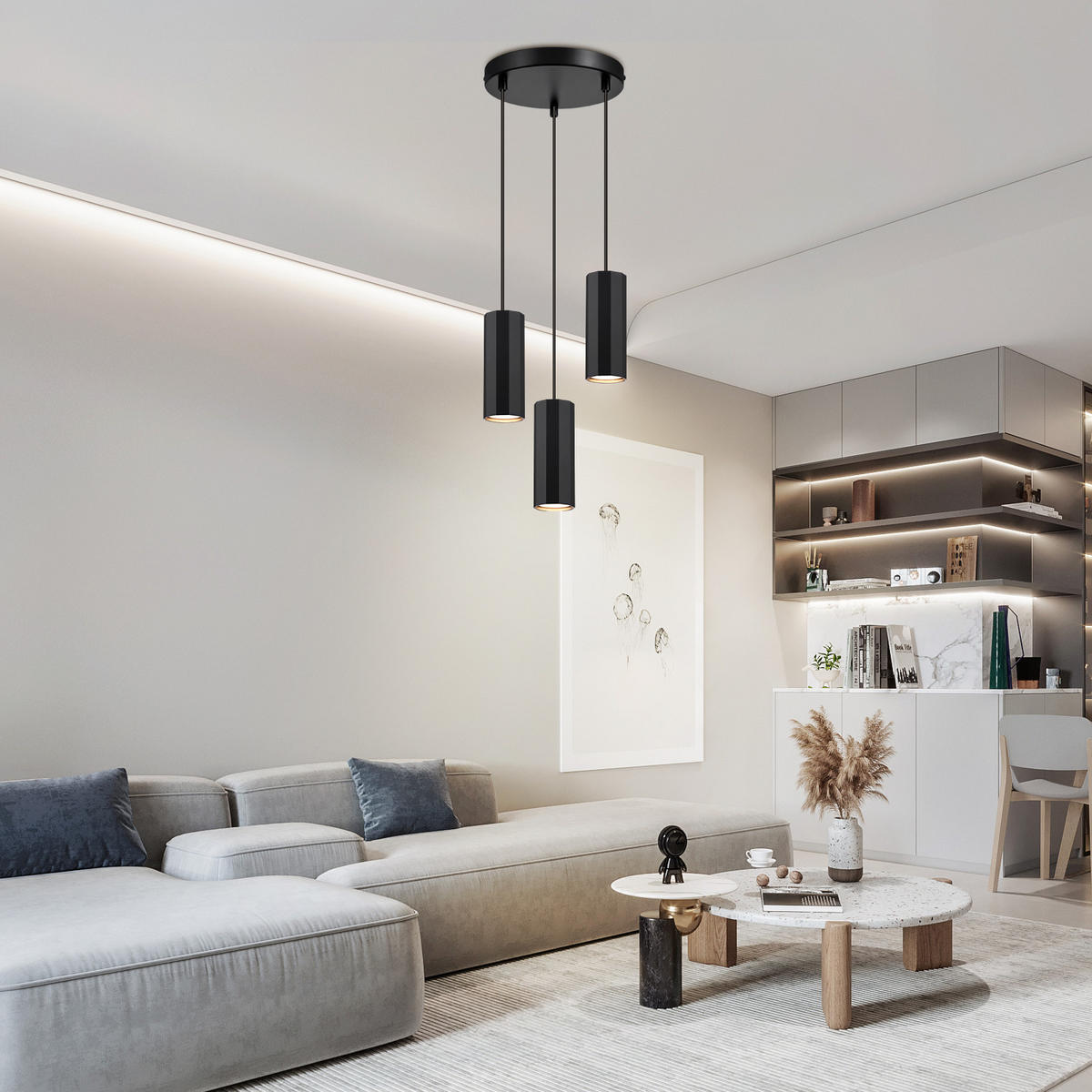 PENDELLEUCHTE Theodore 24/10/24 cm - Schwarz, Metall (24/10/24cm) - ZMH