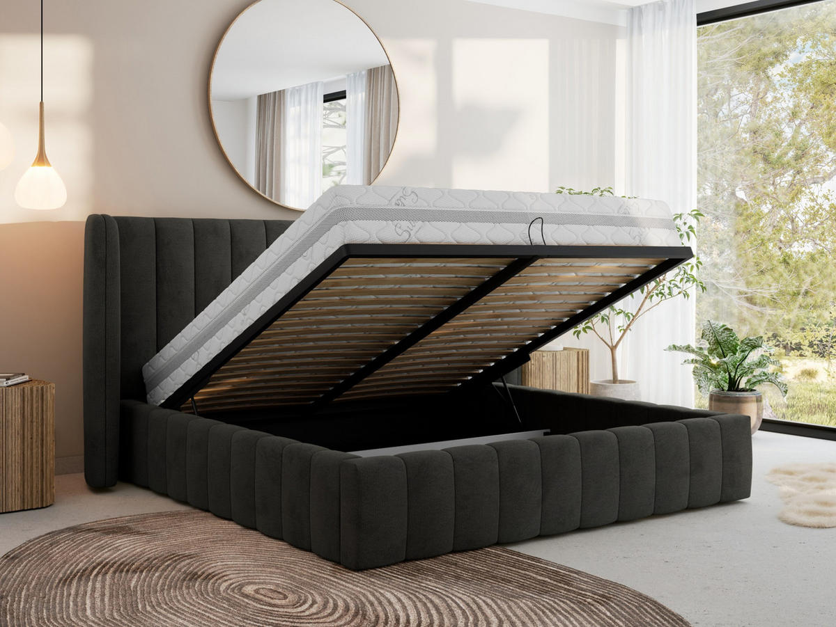 POLSTERBETT GOLETTA CLASSIC 180/200 - Dunkelgrau Velvet - Pocket-Matratze - Dunkelgrau, Textil (180/200cm) - MKS