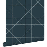 TAPETE grafische Linien 53 cm x 10.05 m - Blau, Papier (53/1000cm) - ESTAhome
