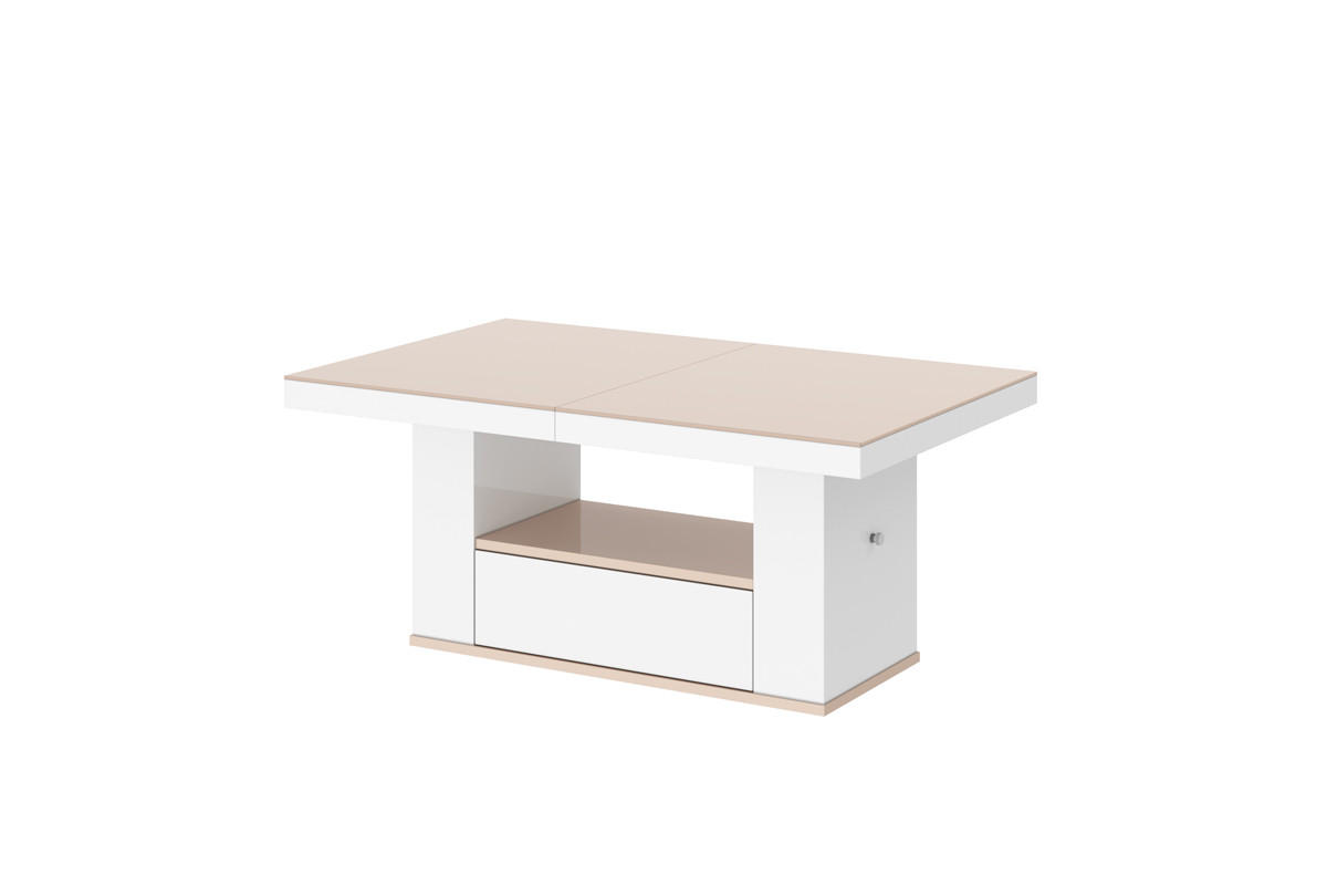 designimpex Couchtisch Cappuccino, Weiß Hochglanz 120x54x75 cm