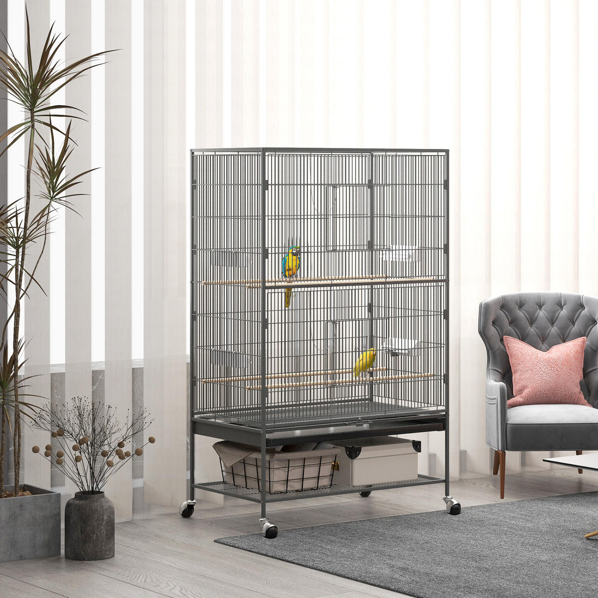 VOGELKÄFIG DE-10975 Grau - Grau, Metall (57/153/94cm) - ComfortXL