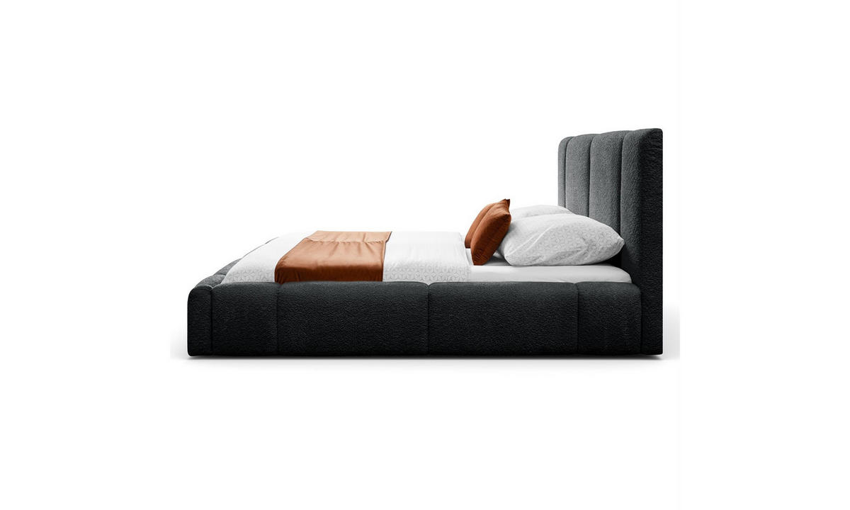 POLSTERBETT ELENA 140x200 cm Schwarz (Anthology 19), 34 Holzlatten, Kopfteil 108 cm - Schwarz, Textil (140/200cm) - Lookway