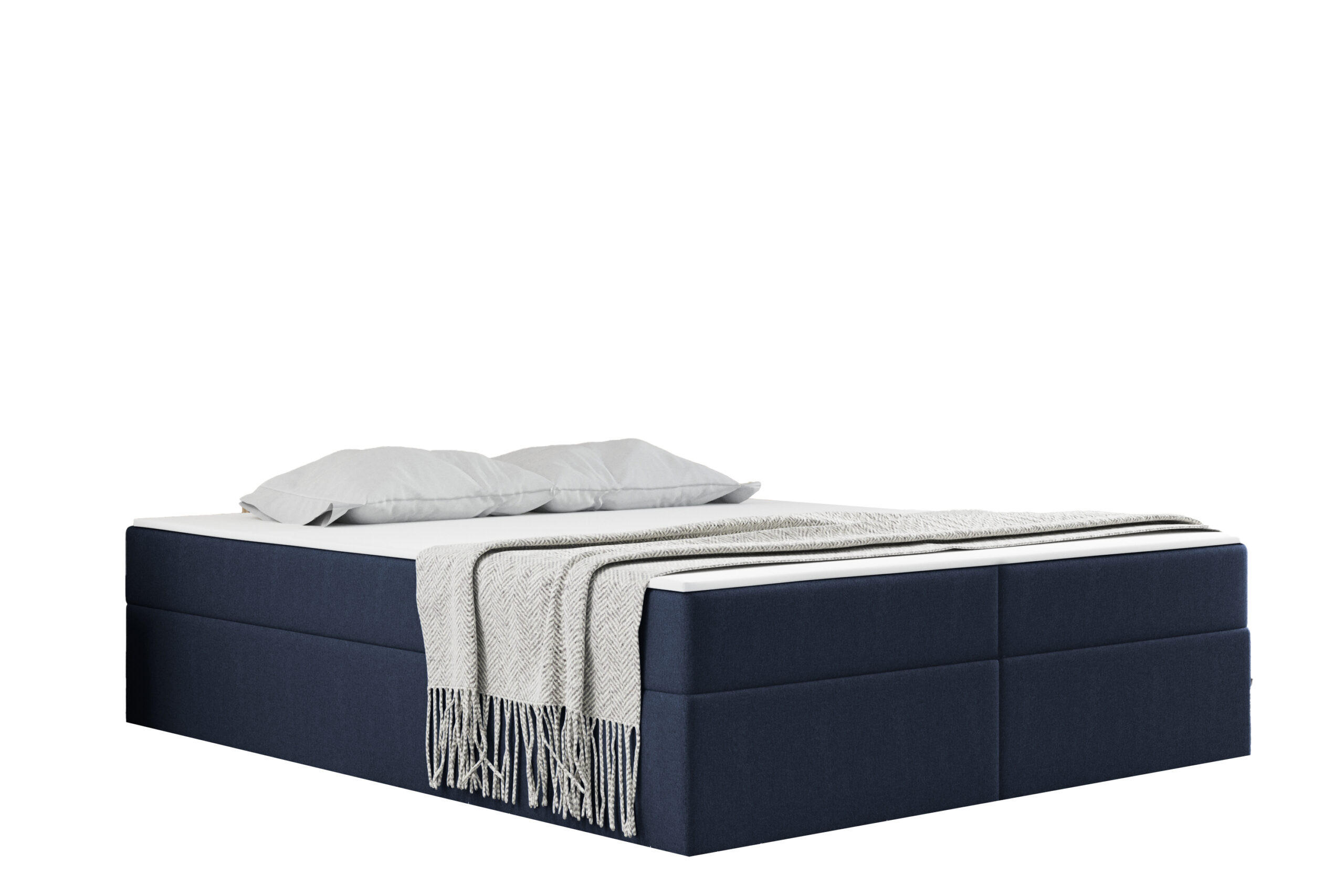 BOXBETT Mit Bettkasten Und Matratze Topper Ruben Marineblau 120x200 cm H2-Pocket - Dunkelblau, Holz/Textil (120/200cm) - Kaiser Möbel